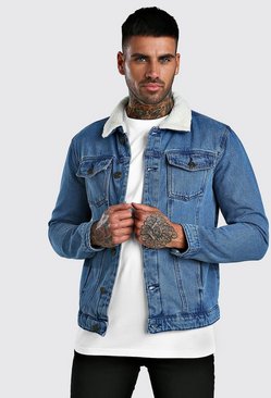 Regular Jeansjacke mit Borg Kragen Regular Jeansjacke mit Borg Kragen
